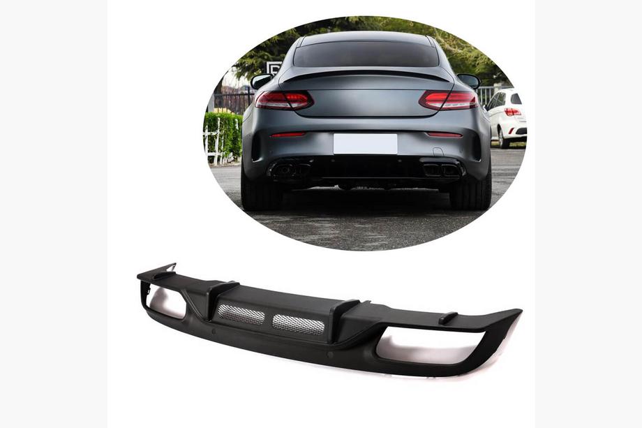 Mercedes C-class W205 2014-2021 Rear Bumper Diffuser (for Coupe/Cabriolet C63 AMG 2019-2021, Carbon) Photo 1