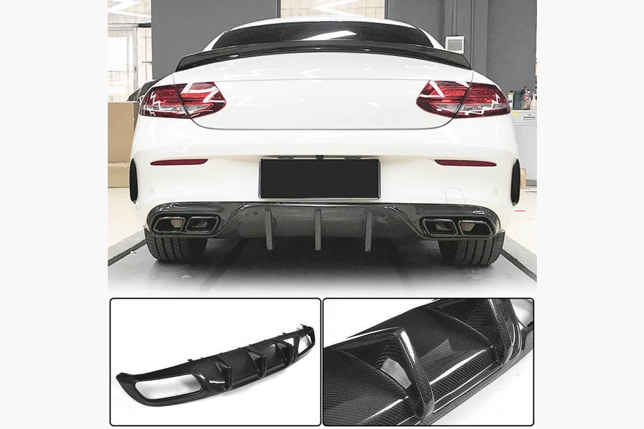 Mercedes C-class W205 2014-2021 Rear Bumper Diffuser V1 for Coupe/Cabriolet C63 AMG 2015-2019 Carbon Image
