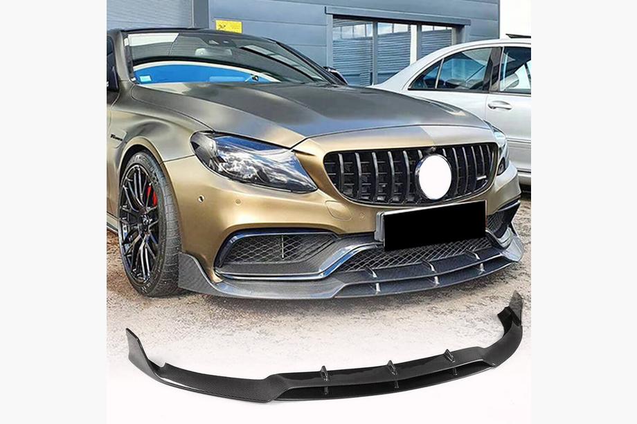 Mercedes C-class W205 2014-2021 Front Bumper Lip V2 (for Coupe/Cabriolet C63 AMG 2015-2019, Carbon) Photo 1