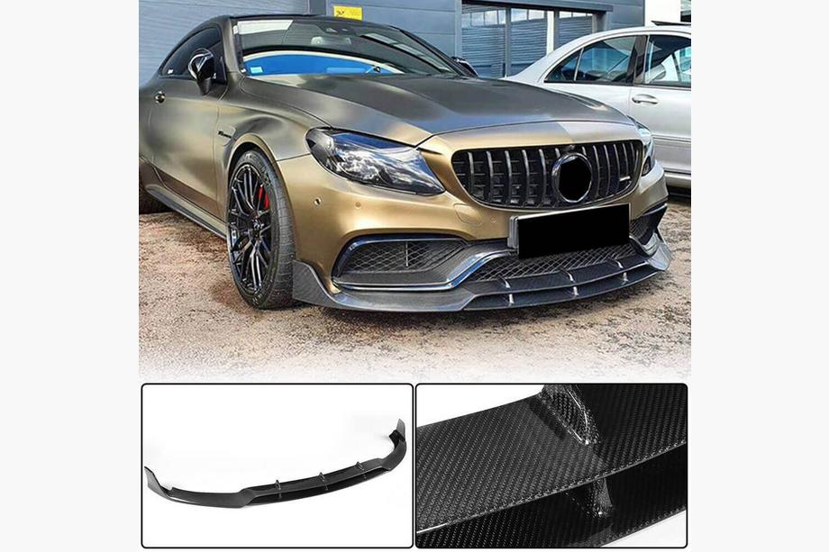 Mercedes C-class W205 2014-2021 Front Bumper Lip V2 (for Coupe/Cabriolet C63 AMG 2015-2019, Carbon) Photo 2