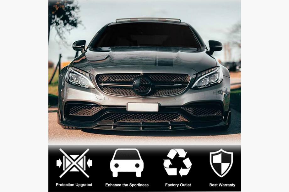 Mercedes C-class W205 2014-2021 Front Bumper Lip V2 (for Coupe/Cabriolet C63 AMG 2015-2019, Carbon) Photo 3