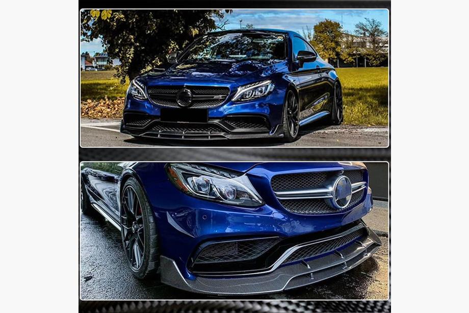 Mercedes C-class W205 2014-2021 Front Bumper Lip V2 (for Coupe/Cabriolet C63 AMG 2015-2019, Carbon) Photo 4