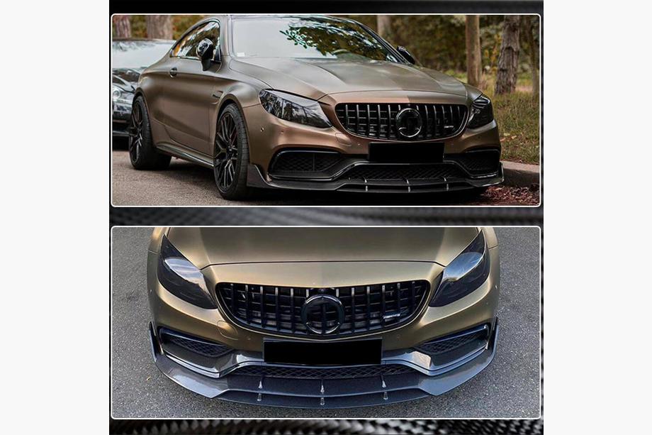 Mercedes C-class W205 2014-2021 Front Bumper Lip V2 (for Coupe/Cabriolet C63 AMG 2015-2019, Carbon) Photo 5