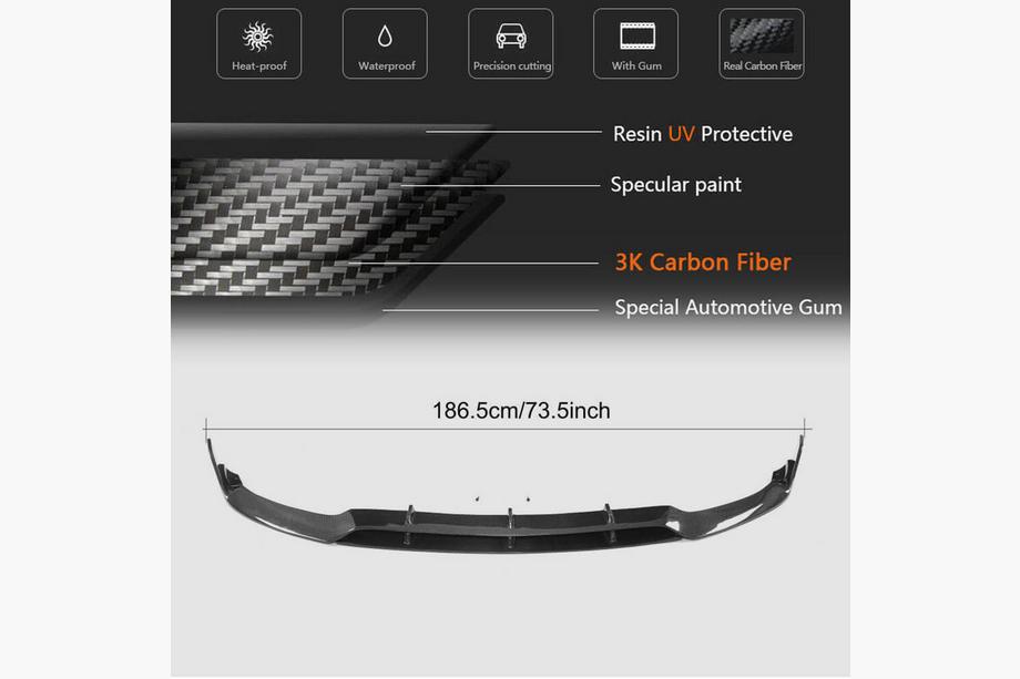 Mercedes C-class W205 2014-2021 Front Bumper Lip V2 (for Coupe/Cabriolet C63 AMG 2015-2019, Carbon) Photo 6
