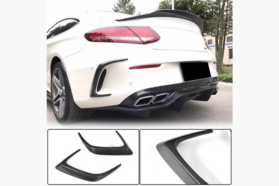 Mercedes C-class W205 2014-2021 Rear bumper covers (for Coupe/Cabriolet C63 AMG 2015-2019, Carbon) Photo 1