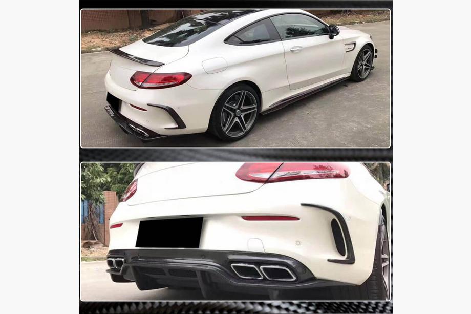 Mercedes C-class W205 2014-2021 Rear bumper covers (for Coupe/Cabriolet C63 AMG 2015-2019, Carbon) Photo 3