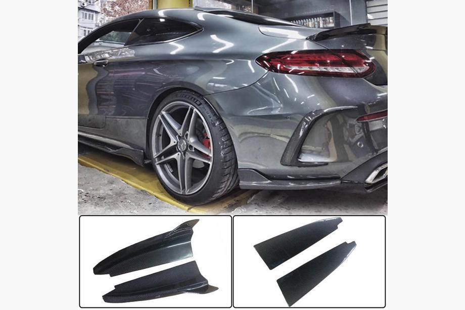 Mercedes C-class W205 2014-2021 Rear Bumper Extensions V2 (for Coupe/Cabriolet AMG-Line / C43 AMG 2015-2019, Carbon) Image