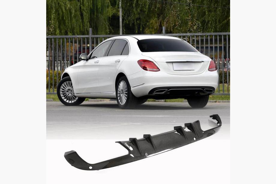 Mercedes C-class W205 2014-2021 Rear Bumper Diffuser (for SD Base 2015-2019, Carbon) Image