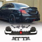 Mercedes C-class W205 2014-2021 Rear bumper diffuser with exhaust tips (for SD C43 AMG 2015-2019, Carbon) photo 1