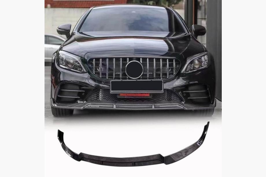 Mercedes C-class W205 2014-2021 Front Bumper Lip Spoiler (for SD AMG-Line 2019-2021, Carbon) Photo 1