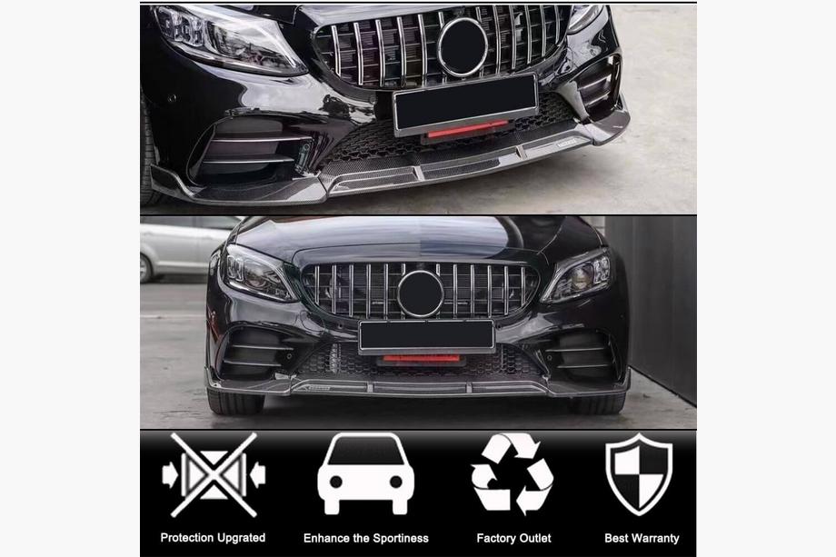 Mercedes C-class W205 2014-2021 Front Bumper Lip Spoiler (for SD AMG-Line 2019-2021, Carbon) Photo 2