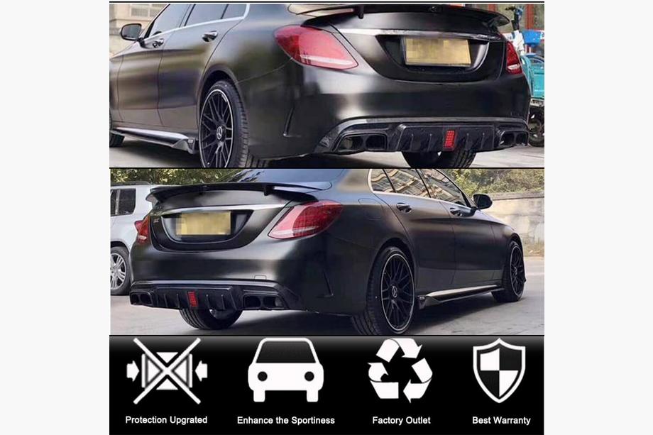 Mercedes C-class W205 2014-2021 Rear bumper diffuser with exhaust tips (for SD C43 AMG 2015-2021, Carbon) Photo 2