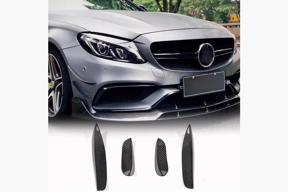 Mercedes C-class W205 2014-2021 Carbon Front Bumper Extensions for C63 AMG 2015-2019 Image