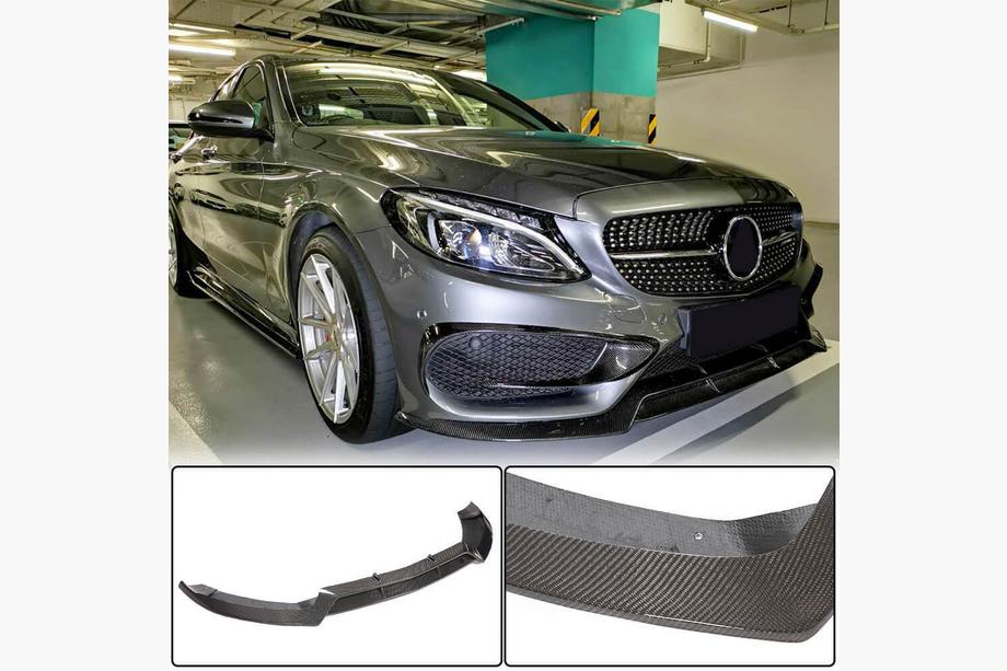 Mercedes C-class W205 2014-2021 Front Bumper Lip V1 for C43 AMG 2015-2019 Carbon Image
