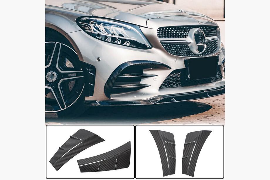 Mercedes C-class W205 2014-2021 Front Bumper Extensions V2 (for C43 AMG 2019-2021, Carbon) Image