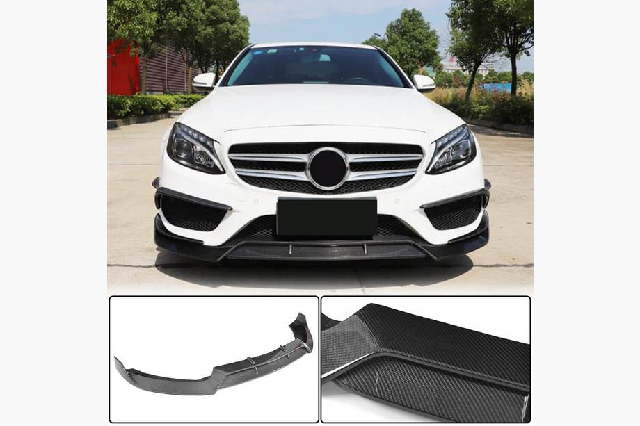 Mercedes C-class W205 2014-2021 Front Bumper Lip V2 for C43 AMG 2015-2019 Carbon Image