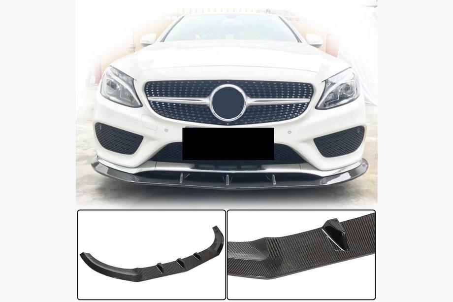 Mercedes C-class W205 2014-2021 Front Bumper Lip V3 for C43 AMG 2015-2019 Carbon Photo 1