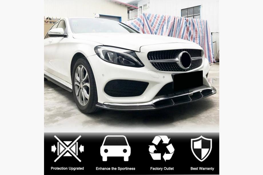 Mercedes C-class W205 2014-2021 Front Bumper Lip V3 for C43 AMG 2015-2019 Carbon Photo 2