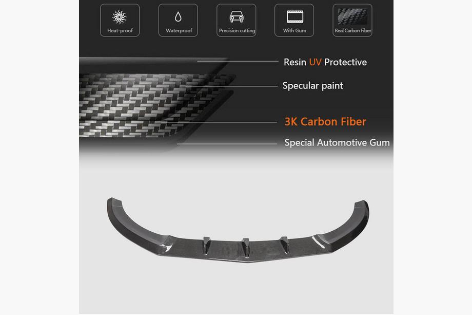 Mercedes C-class W205 2014-2021 Front Bumper Lip V3 for C43 AMG 2015-2019 Carbon Photo 5