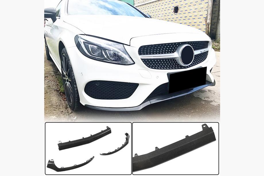 Mercedes C-class W205 2014-2021 Front Bumper Lip V4 for C43 AMG 2015-2019 Carbon Image