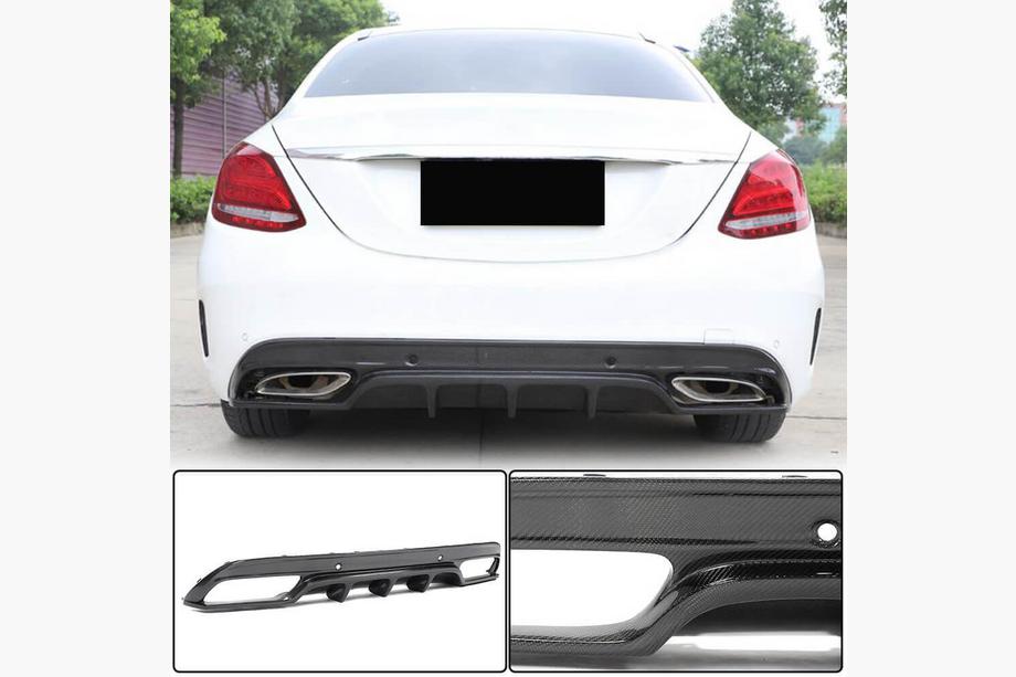 Mercedes C-class W205 2014-2021 Rear Bumper Diffuser for SD C43/C63 AMG 2015-2019 Carbon Image