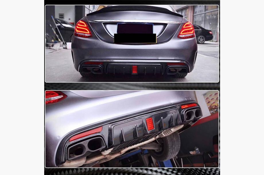 Mercedes C-class W205 2014-2021 Rear Bumper Diffuser V2 for SD C43/C63 AMG 2015-2019 Carbon Image