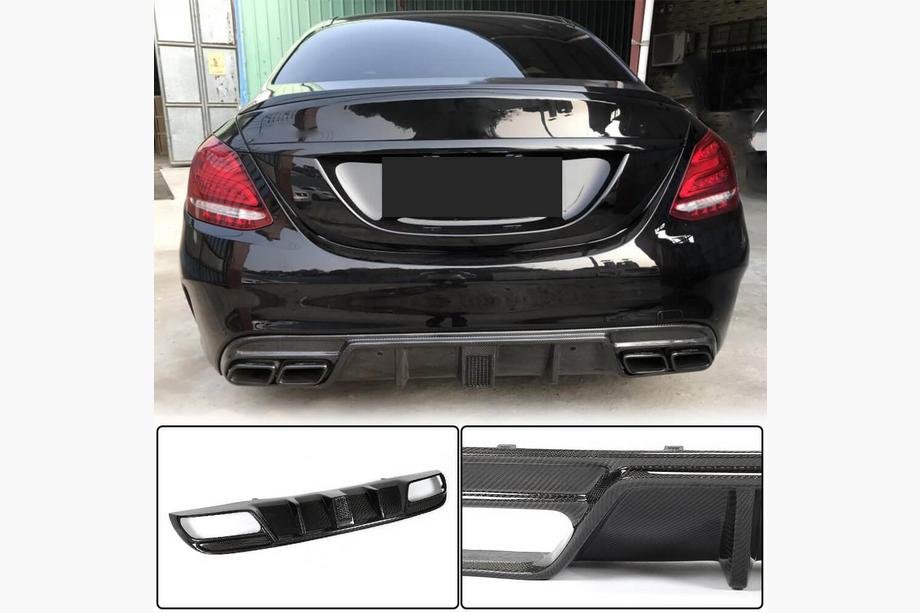 Mercedes C-class W205 2014-2021 Rear Bumper Diffuser V3 for SD C43/C63 AMG 2015-2019 Carbon Image