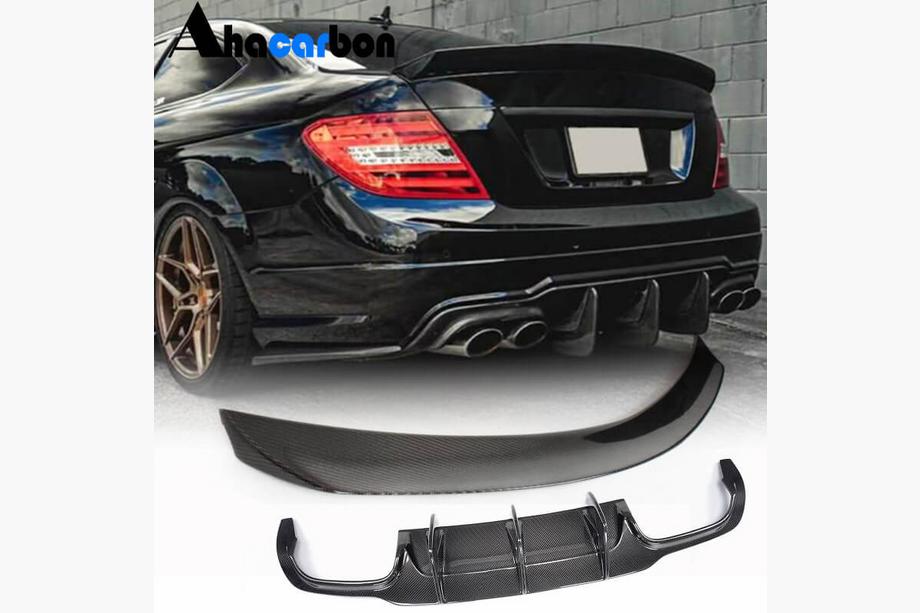 Mercedes C-class W204 2007-2015 Rear Bumper Diffuser Spoiler for C63 AMG 2012-2014 Carbon Image