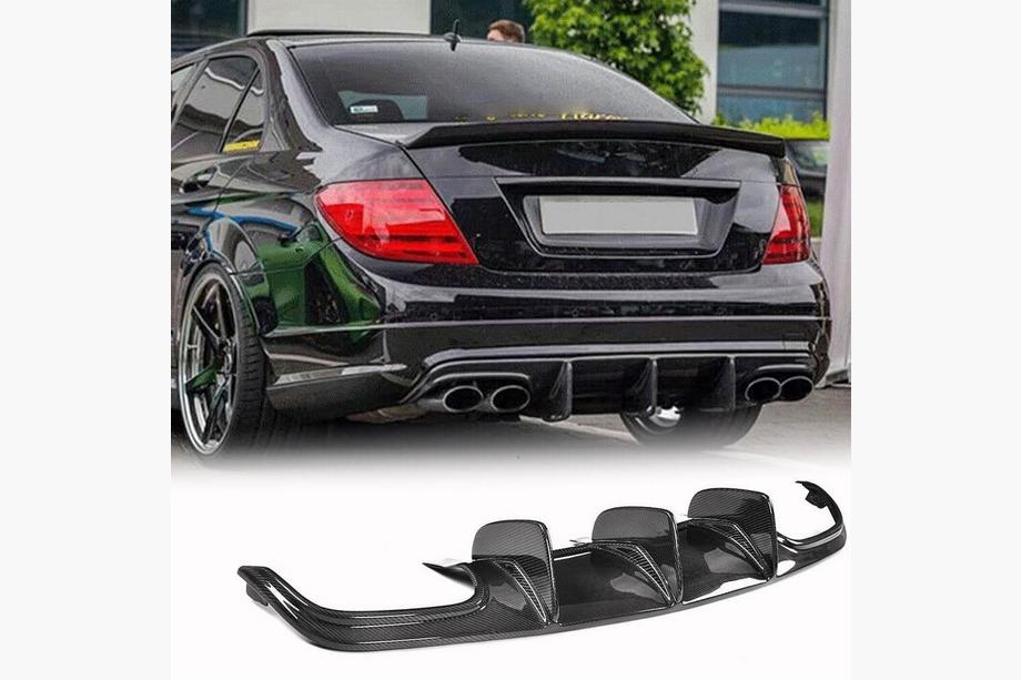 Mercedes C-class W204 2007-2015 Rear Bumper Diffuser V1 for AMG SD 2008-2011, Carbon Image