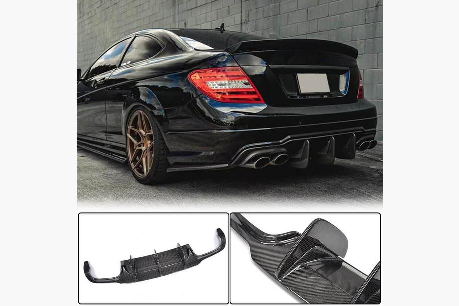 Mercedes C-class W204 2007-2015 Rear Bumper Diffuser V2 for AMG SD/Coupe 2012-2014 Carbon Image
