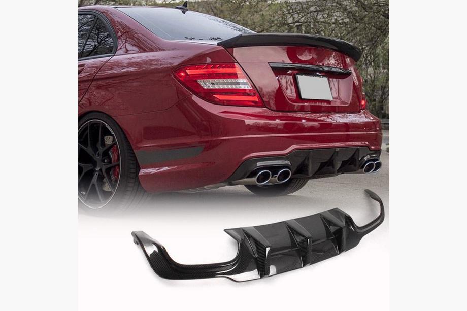 Mercedes C-class W204 2007-2015 Rear Bumper Diffuser V3 for AMG SD/Coupe 2012-2014 Carbon Image