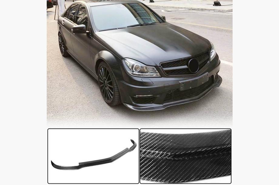 Mercedes C-class W204 2007-2015 Front Bumper Lip V2 Overlay (for AMG 2012-2014, Dry Carbon) Image
