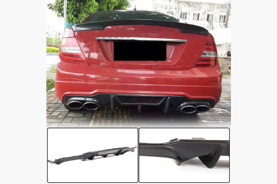 Mercedes C-class W204 2007-2015 Rear Bumper Diffuser V4 (for AMG SD/Coupe 2012-2014, Carbon) Photo 1