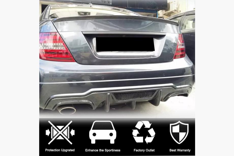 Mercedes C-class W204 2007-2015 Rear Bumper Diffuser V4 (for AMG SD/Coupe 2012-2014, Carbon) Photo 2