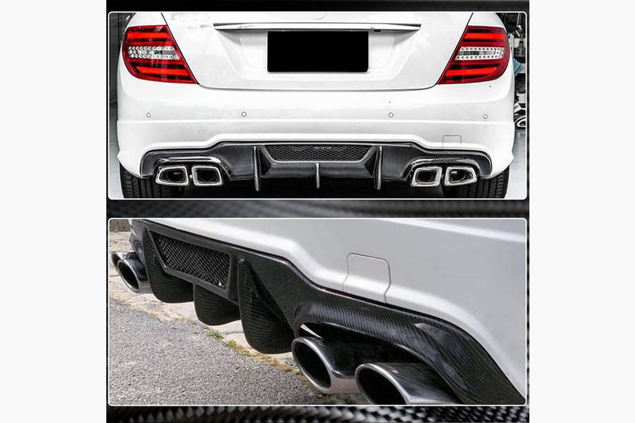 Mercedes C-class W204 2007-2015 Rear Bumper Diffuser V4 (for AMG SD/Coupe 2012-2014, Carbon) Photo 3