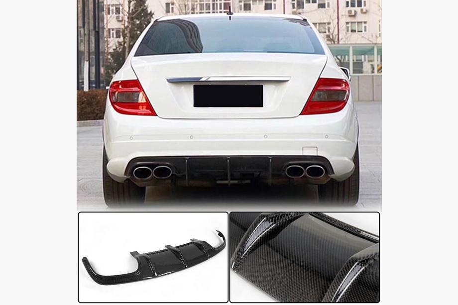 Mercedes C-class W204 2007-2015 Rear Bumper Diffuser V3 for AMG SD 2008-2011 Carbon Image