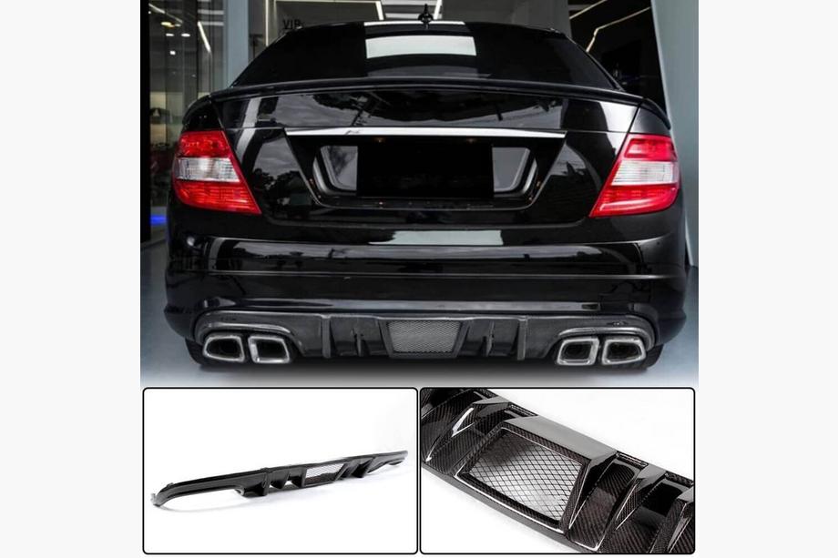 Mercedes C-class W204 2007-2015 Rear Bumper Diffuser V4 (for AMG SD 2008-2011, Carbon) Image