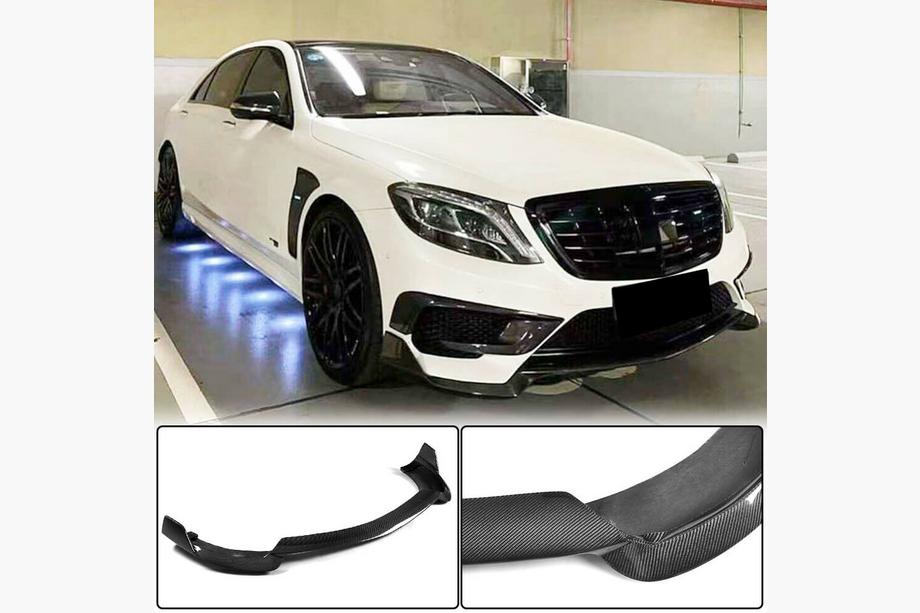 Mercedes S-class W222 2013-2022 Front Bumper Lip Spoiler (for S63 AMG 2014-2017, Carbon) Photo 1