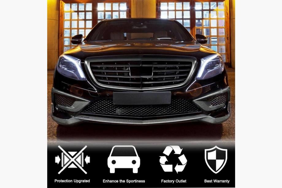 Mercedes S-class W222 2013-2022 Front Bumper Lip Spoiler (for S63 AMG 2014-2017, Carbon) Photo 2