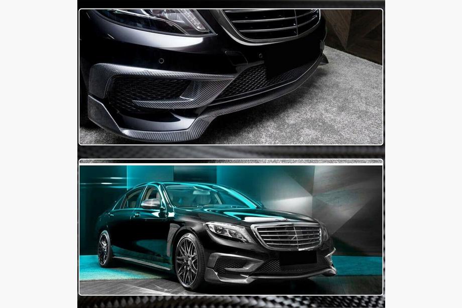 Mercedes S-class W222 2013-2022 Front Bumper Lip Spoiler (for S63 AMG 2014-2017, Carbon) Photo 3