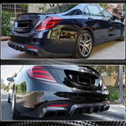 Mercedes S-class W222 2013-2022 Rear bumper diffuser with exhaust tips (for S63/S65 AMG 2018-2021, Carbon) photo 3