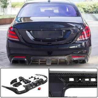 Rear bumper diffuser with exhaust tips (for S63/S65 AMG 2018-2021, Carbon) photo 1