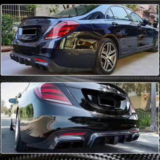 Rear bumper diffuser with exhaust tips (for S63/S65 AMG 2018-2021, Carbon) photo 3