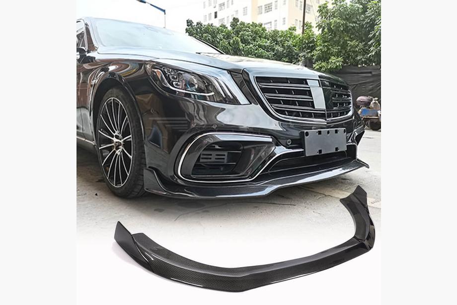 Mercedes S-class W222 2013-2022 Front Bumper Lip Spoiler (for S63/S65 AMG 2018-2022, Carbon) Photo 1