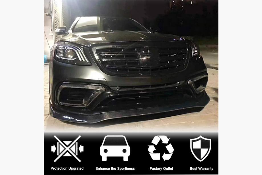 Mercedes S-class W222 2013-2022 Front Bumper Lip Spoiler (for S63/S65 AMG 2018-2022, Carbon) Photo 3