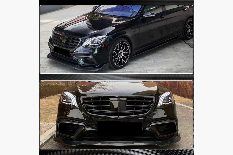 Mercedes S-class W222 2013-2022 Front Bumper Lip Spoiler (for S63/S65 AMG 2018-2022, Carbon) Photo 5