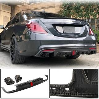 Rear bumper diffuser with exhaust tips (for S63 AMG 2014-2017, Carbon) photo 1