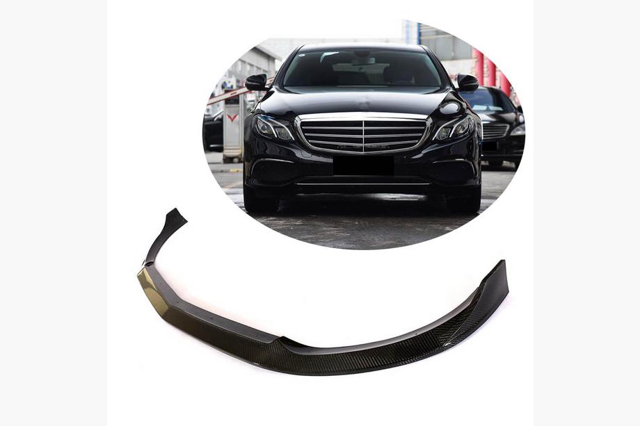 Mercedes E-class W213 2016-2023 Front Bumper Lip Spoiler (for Base 2016-2019, Carbon) Image