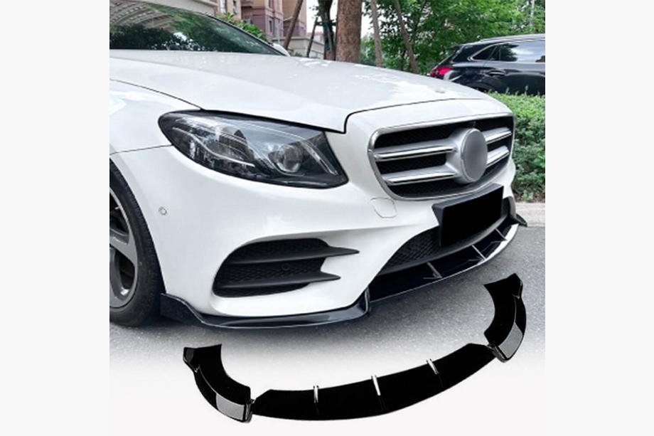 Mercedes E-class W213 2016-2023 Front Bumper Lip Spoiler (for AMG-Line / E43 AMG 2016-2019, Plastic) Image