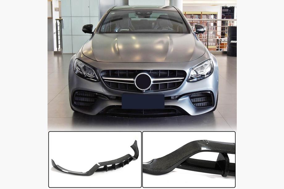 Mercedes E-class W213 2016-2023 Front Bumper Lip V2 for E63 AMG 2016-2019 Carbon Image
